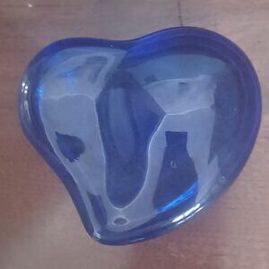 Authentic Tiffany & Co Elsa Peretti Cobalt Crystal Heart Trinket Box Signed